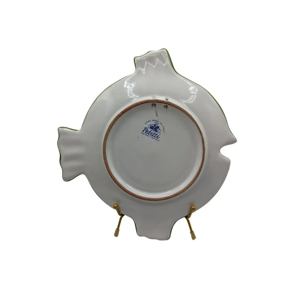 Vintage Fish Plate Ceramic- Hand Made in Italy for Petitti Garden Centers Yellow
